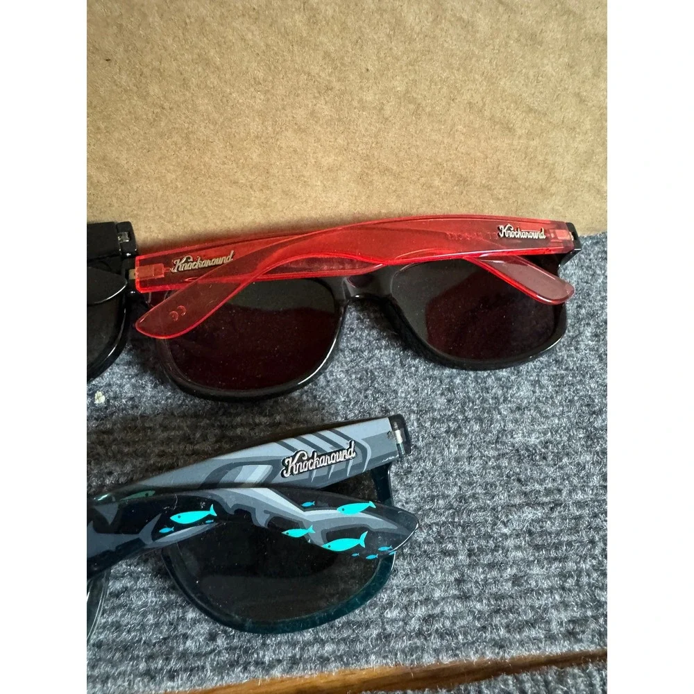 Knockaround Sunglasses Lot of 3 Fort Knocks Discovery Shark Week Black Red Blue